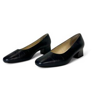 Naturalizer Womens Classic Pump Heel Navy Blue Leather 8W Round Toe